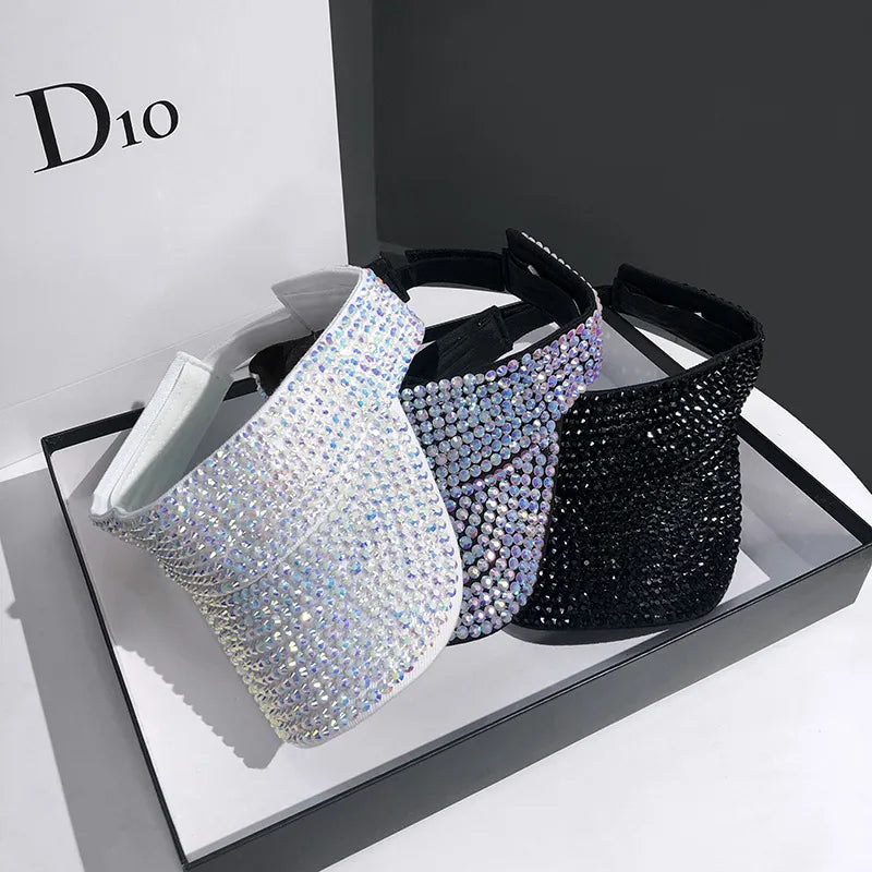 Women's Glam Visor Hat With Rhinestone Bling