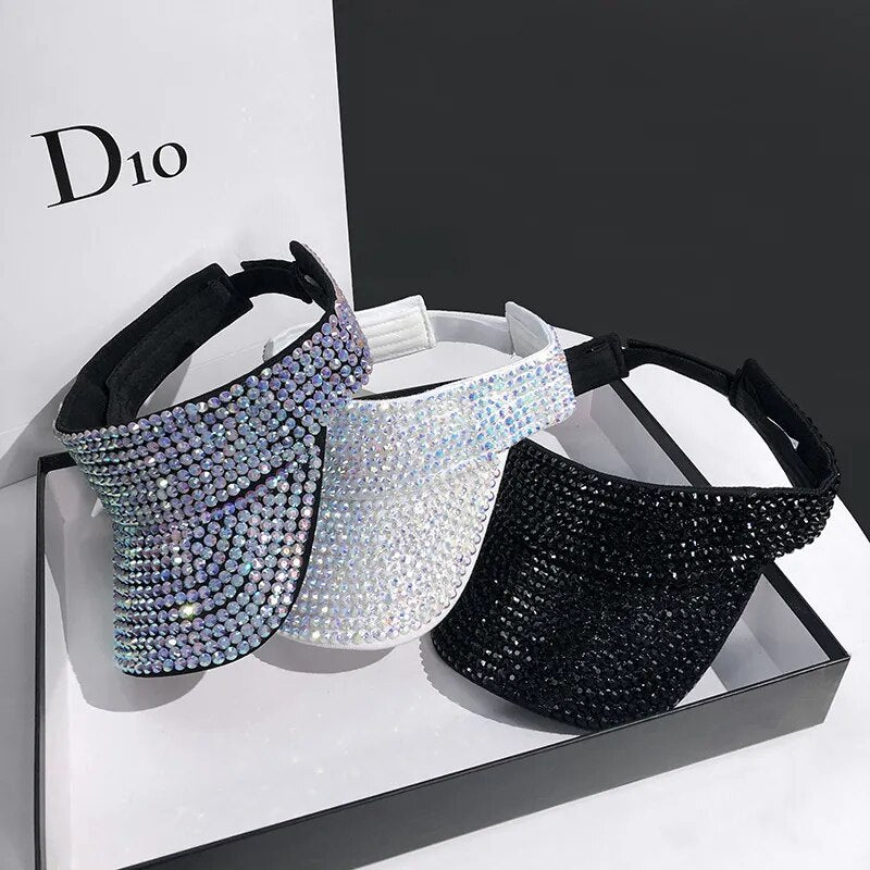 Women's Glam Visor Hat With Rhinestone Bling