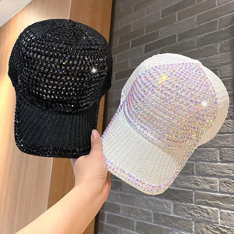 Women Shiny Rhinestone Baseball Hat