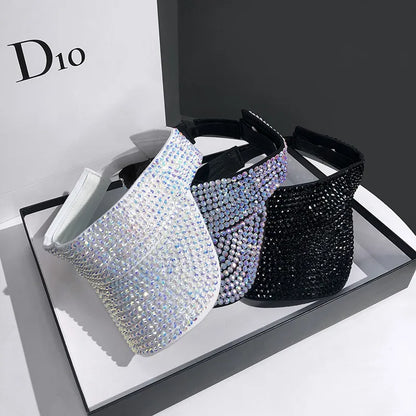 Women's Glam Visor Hat With Rhinestone Bling