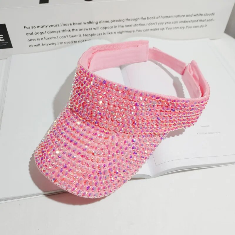 Women's Glam Visor Hat With Rhinestone Bling