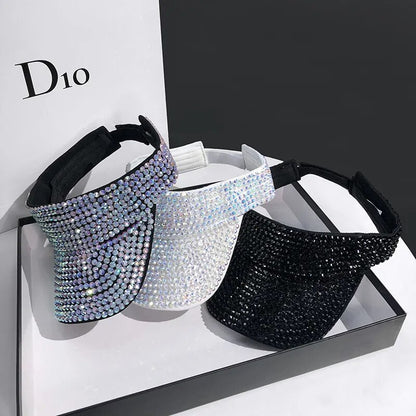 Women's Glam Visor Hat With Rhinestone Bling